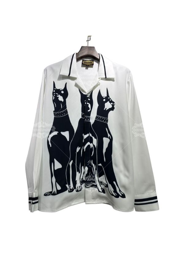 Premium Resort-Fit Doberman Print Casual Shirt | Silky Blend Men's Long
