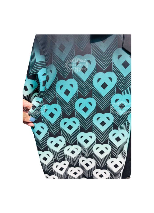 Geometric Heart Gradient Print Shirt | Aqua Luxe Streetwear Short