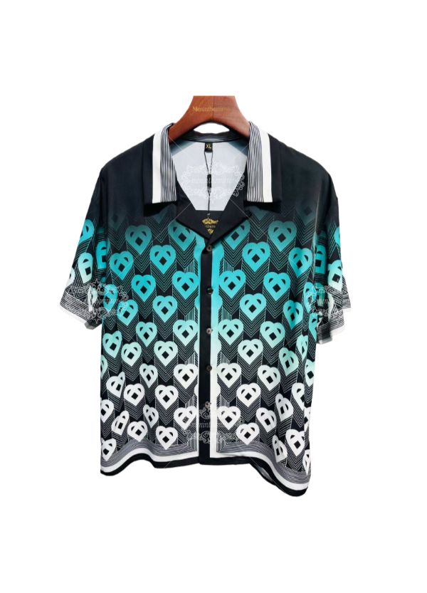 Geometric Heart Gradient Print Shirt | Aqua Luxe Streetwear Short