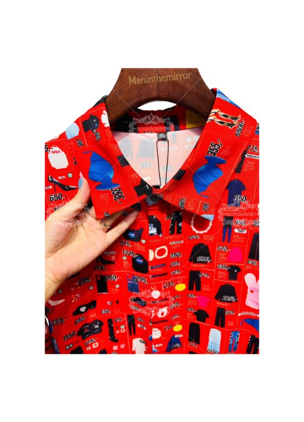 Red Pop Art Product Icons Shirt | The Leisure Collar