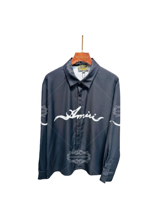 Black AMIRI Script Logo Shirt | The Leisure Collar