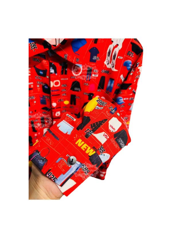 Red Pop Art Product Icons Shirt | The Leisure Collar