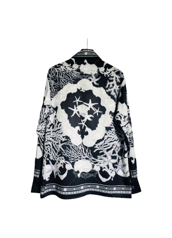 Monochrome Marine Baroque Shirt | The Leisure Collar
