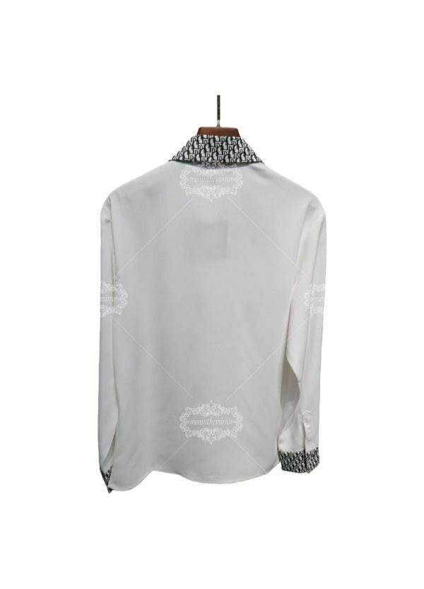 White Monogram Trim Dress Shirt | The Leisure Collar
