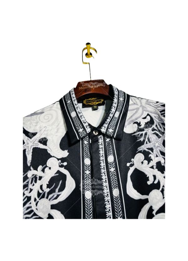 Monochrome Marine Baroque Shirt | The Leisure Collar