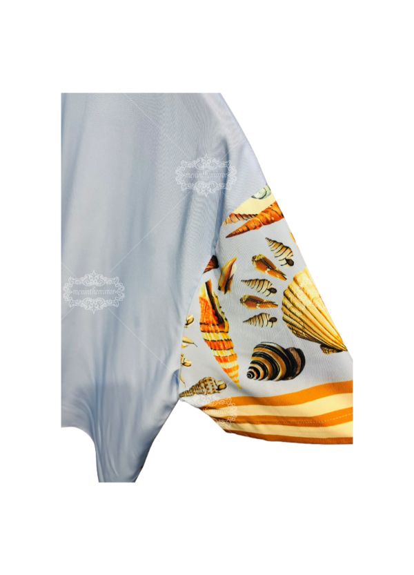 Light Blue Seashell Maritime Print Shirt | Retro Resort Short