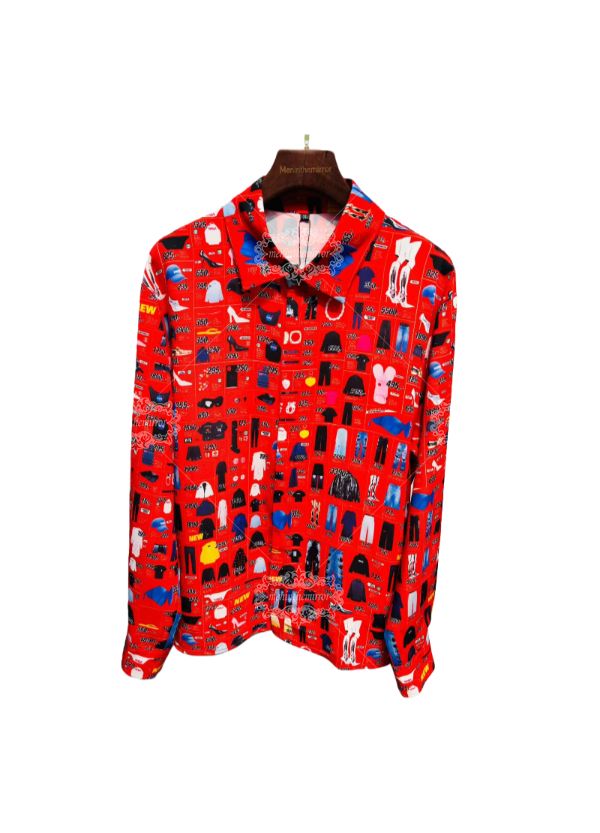 Red Pop Art Product Icons Shirt | The Leisure Collar
