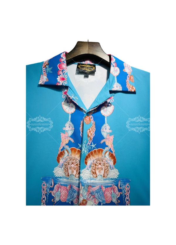 Blue Contrast Baroque Emblem Tee | The Gallery Luxe