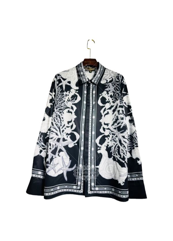 Monochrome Marine Baroque Shirt | The Leisure Collar