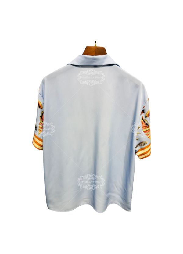 Light Blue Seashell Maritime Print Shirt | Retro Resort Short