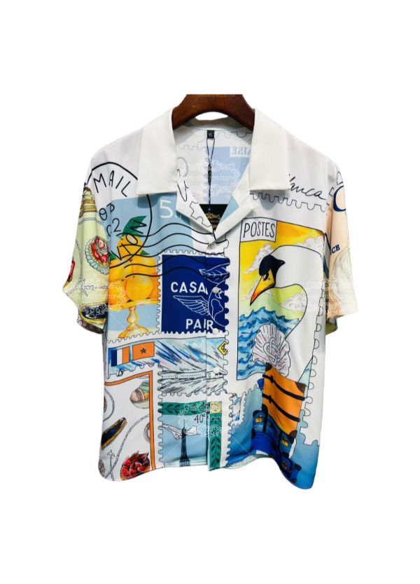 Vibrant Aqua Blue Geometric Print Shirt | High-Contrast Luxe Streetwear