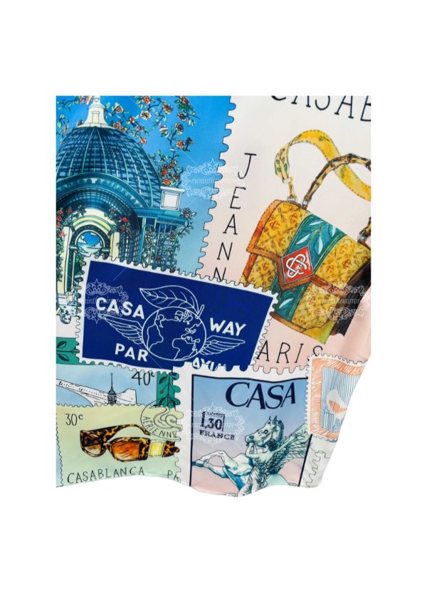 Pale Blue Baroque Sculpture Print Shirt | Light Luxe Resort Short