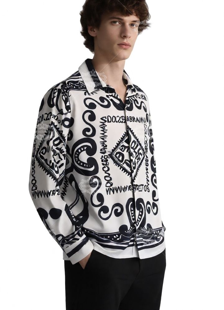 Monochrome Sicilian Logo Scarf Shirt | The Leisure Collar