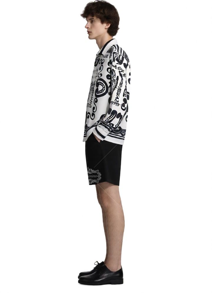 Monochrome Sicilian Logo Scarf Shirt | The Leisure Collar