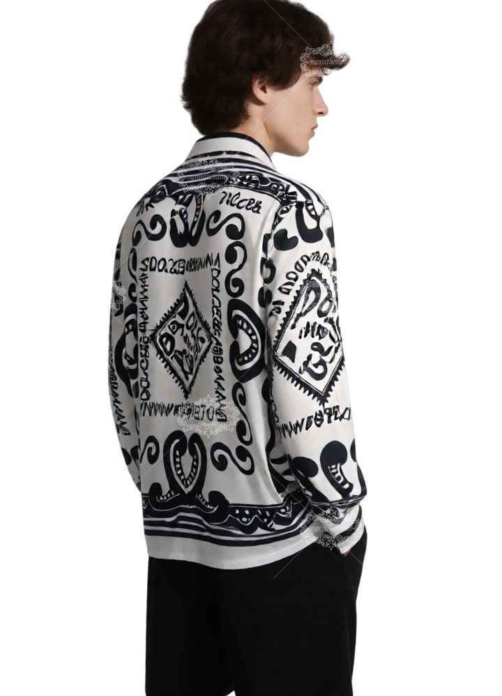 Monochrome Sicilian Logo Scarf Shirt | The Leisure Collar