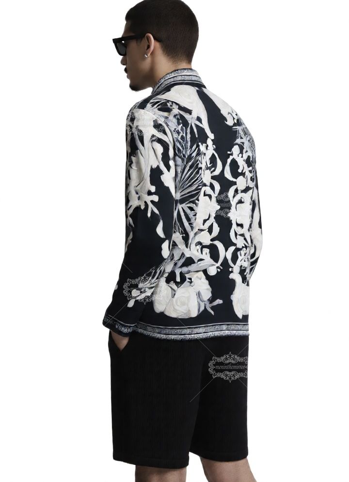 Monochrome Marine Baroque Shirt | The Leisure Collar