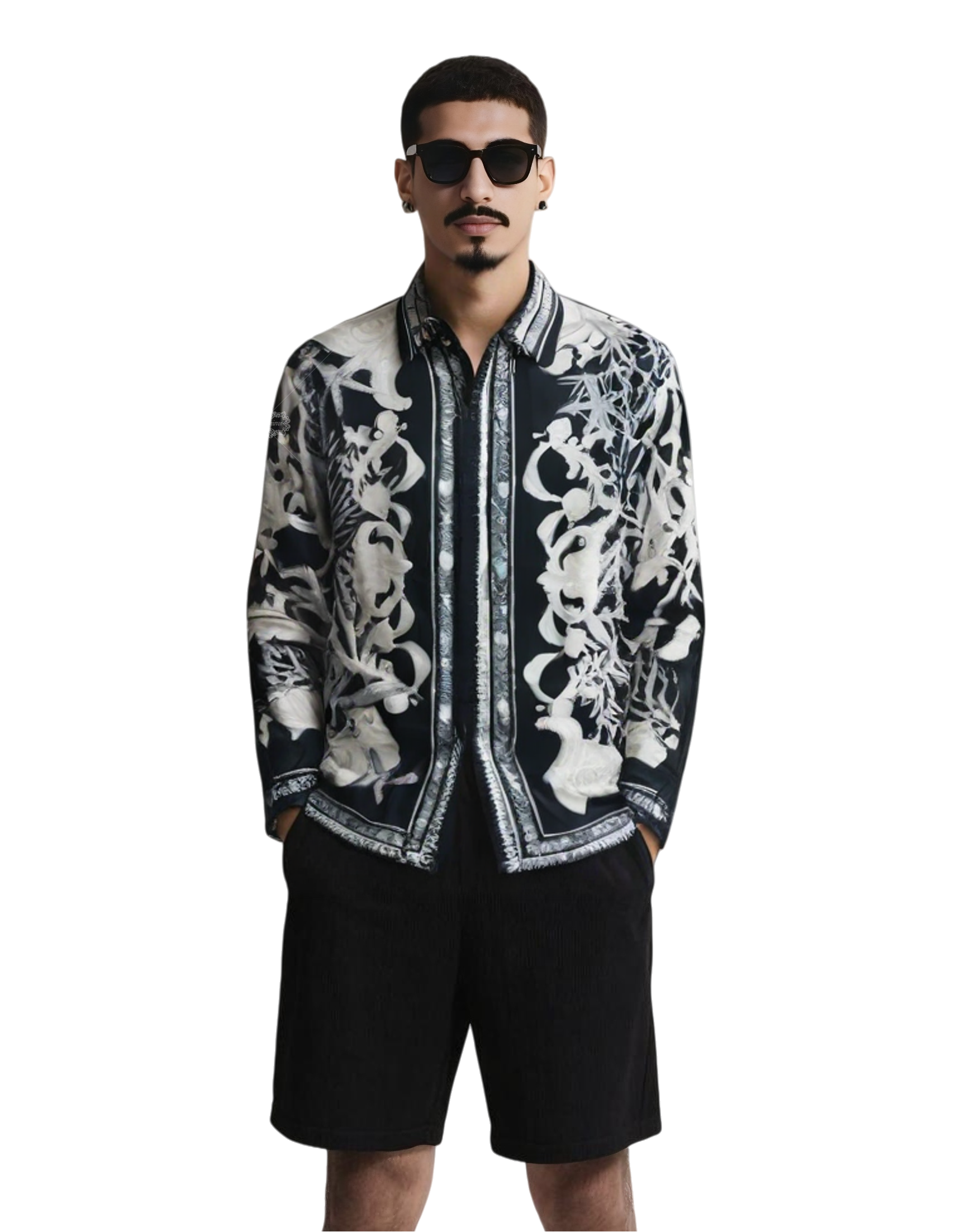 Monochrome Marine Baroque Shirt | The Leisure Collar