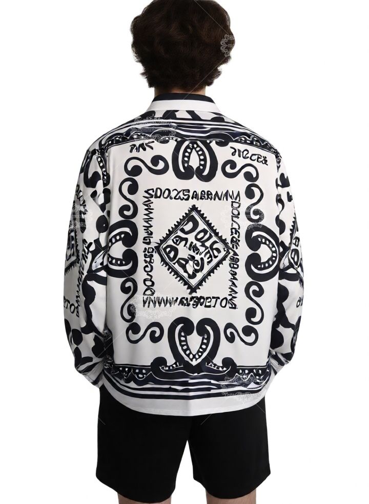 Monochrome Sicilian Logo Scarf Shirt | The Leisure Collar