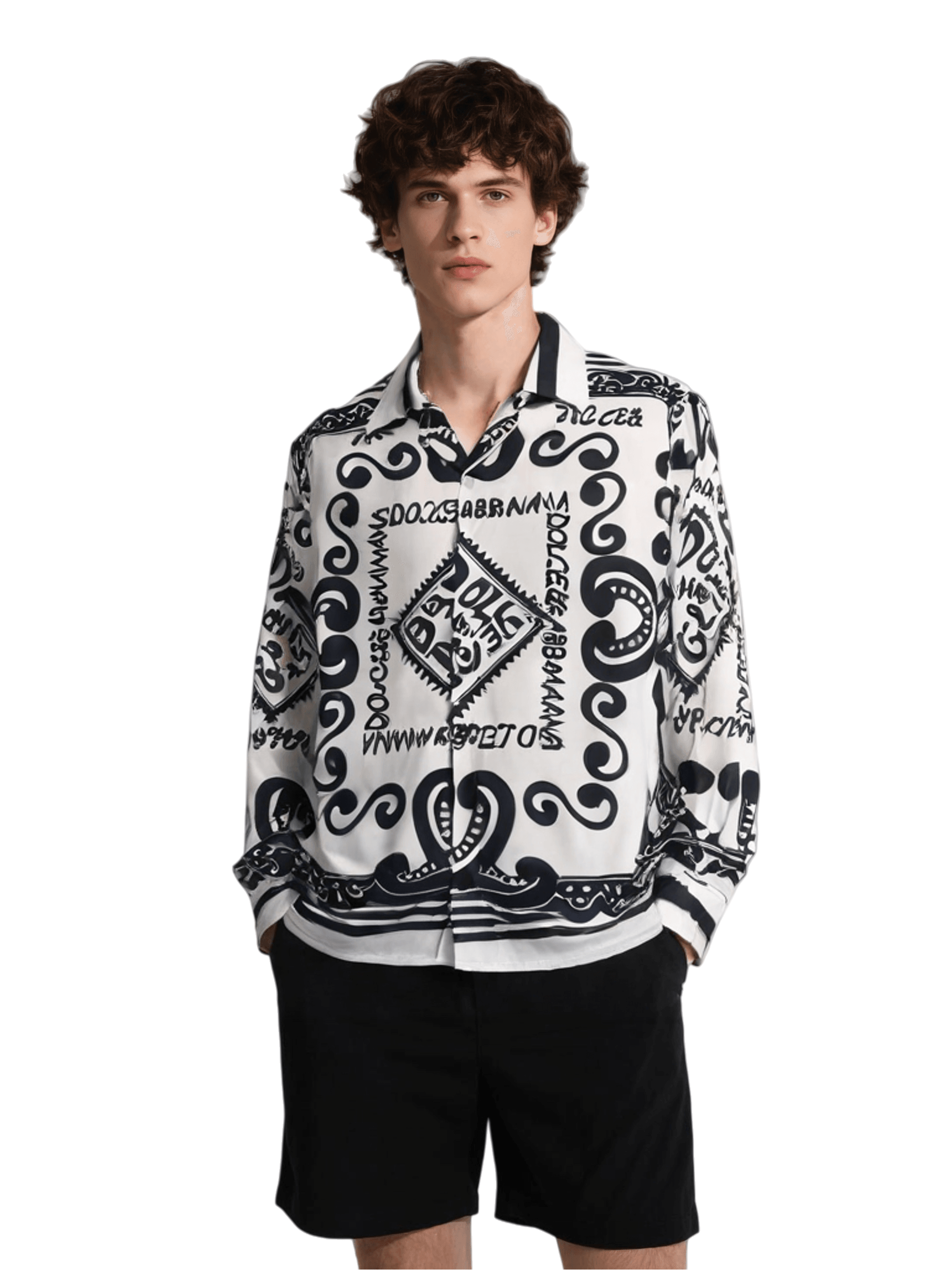 Monochrome Sicilian Logo Scarf Shirt | The Leisure Collar