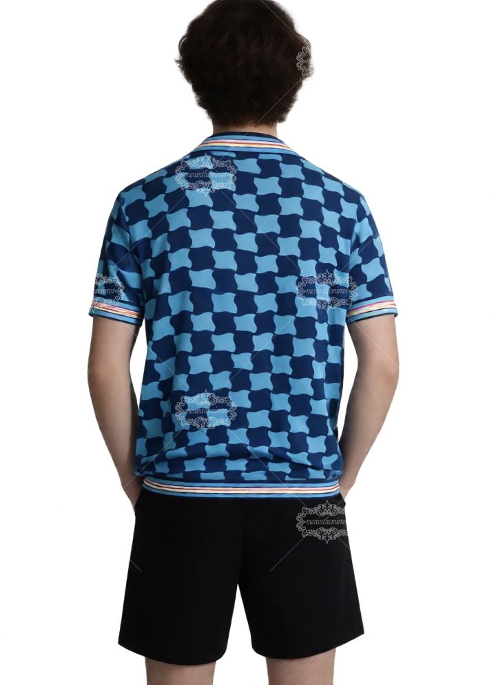 Mediterranean Geometric Print Shirt | Aqua Blue Architecture Resort