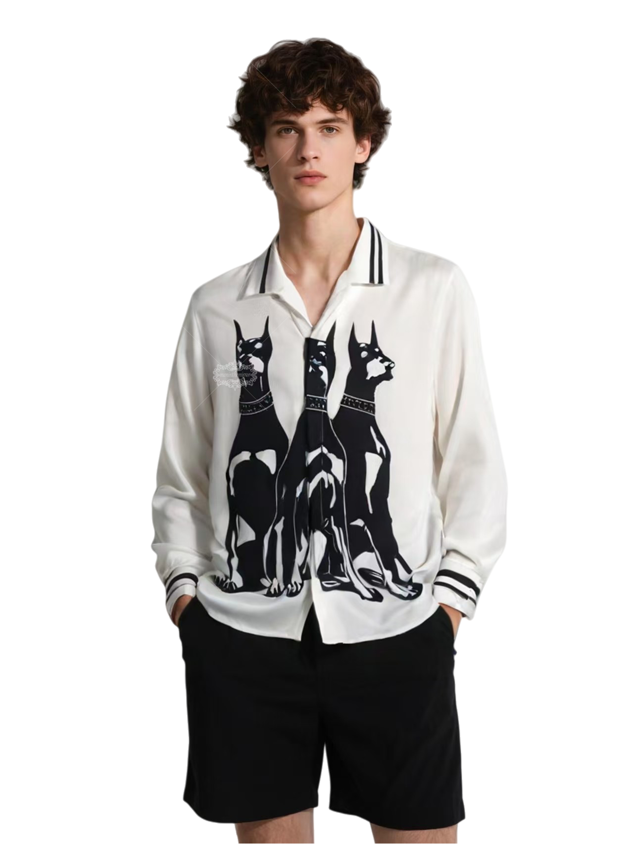Premium Resort-Fit Doberman Print Casual Shirt | Silky Blend Men's Long