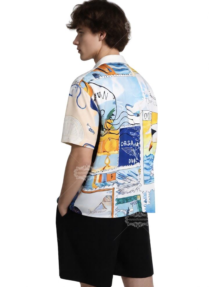 Vibrant Aqua Blue Geometric Print Shirt | High-Contrast Luxe Streetwear