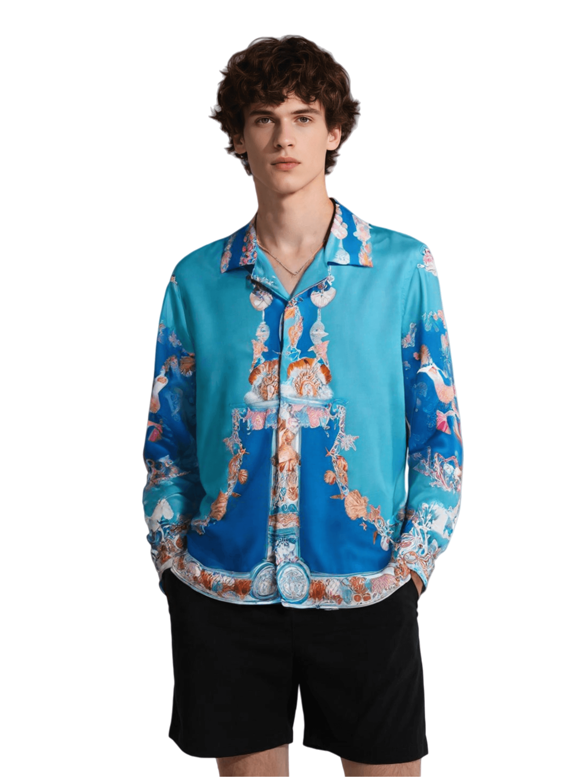 Blue Contrast Baroque Emblem Tee | The Gallery Luxe