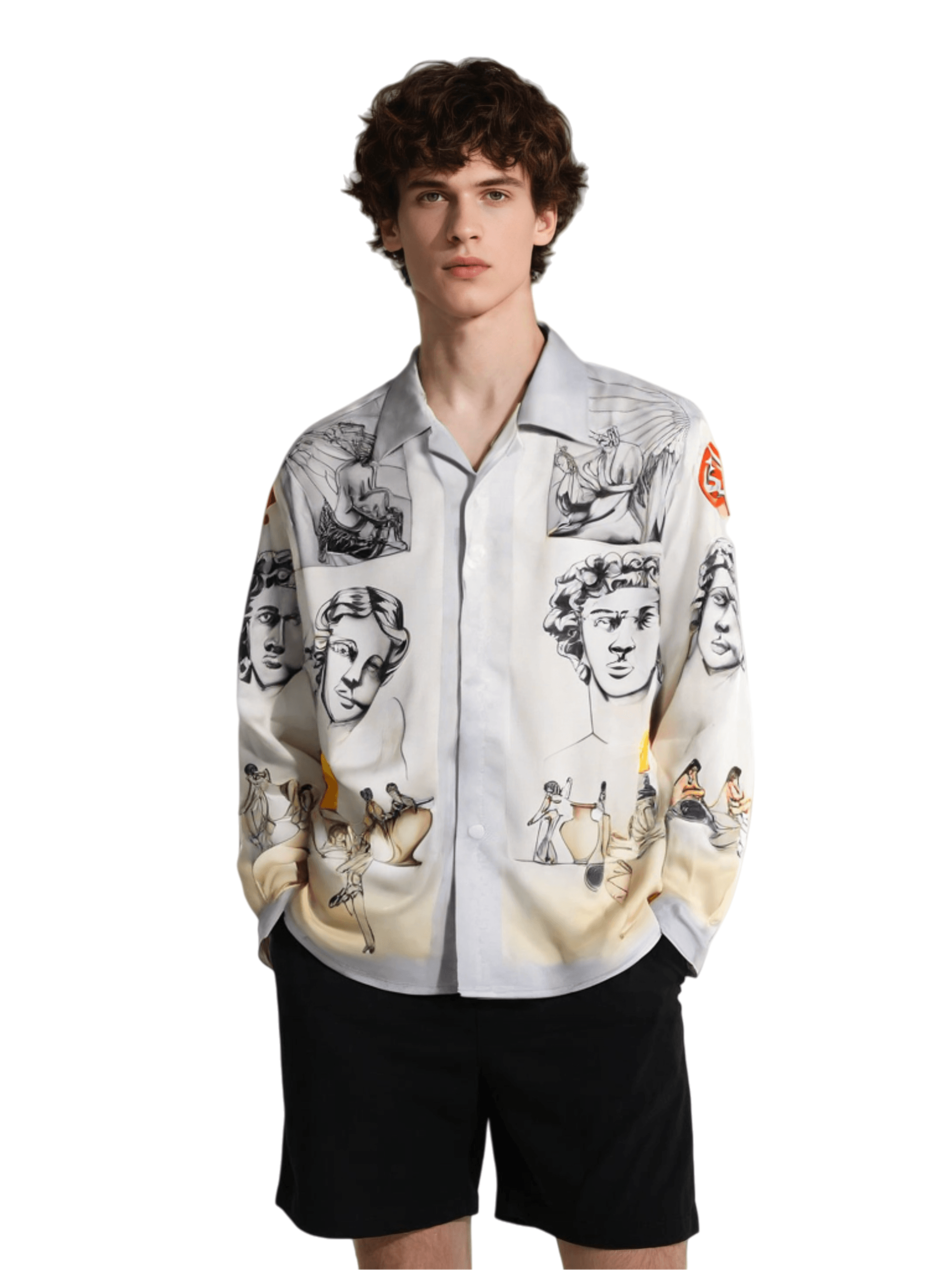 Opulent Medusa Baroque Print Shirt | Dark Luxe Short