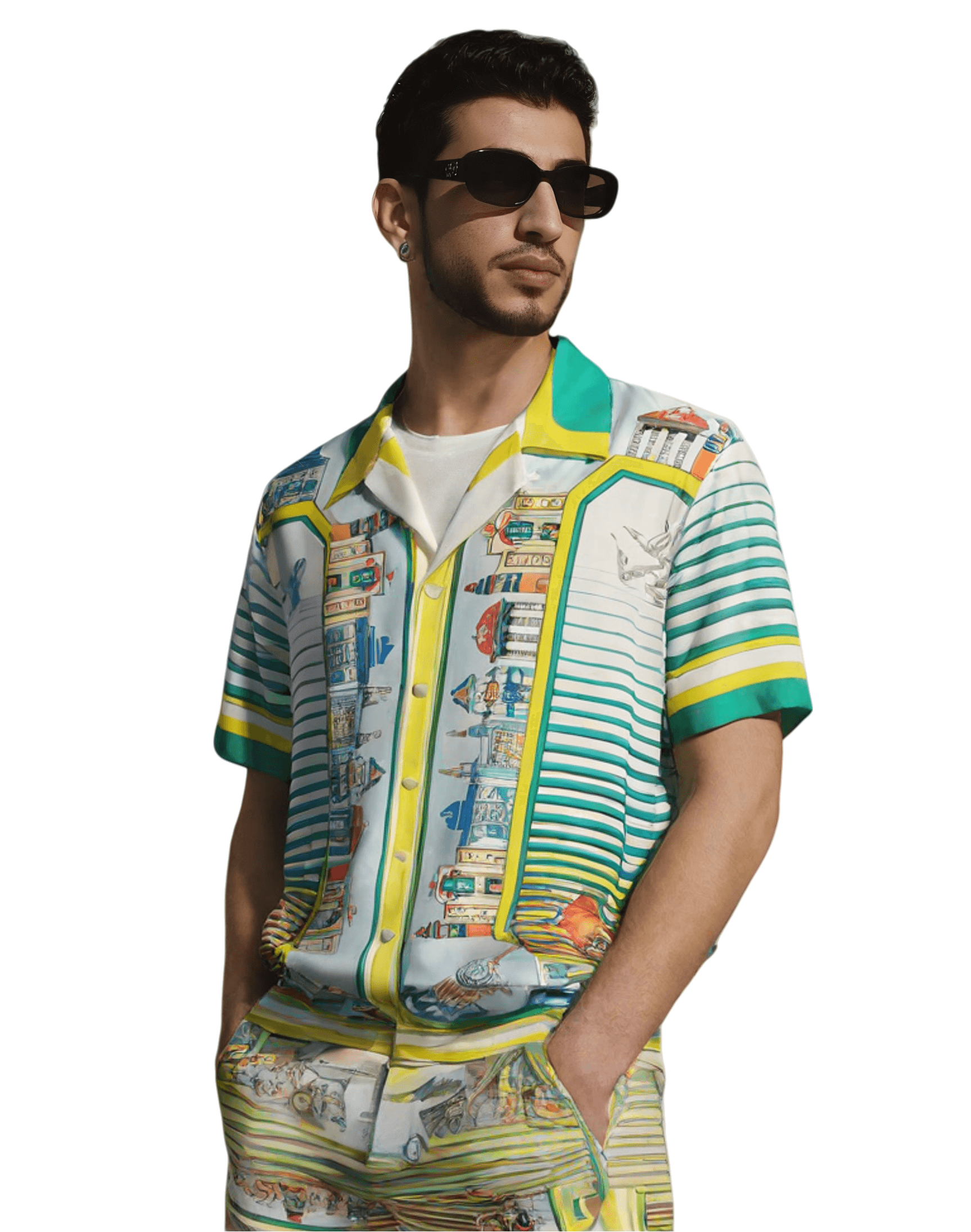 Black Gold Geometric Cityscape Tee | The Gallery Luxe