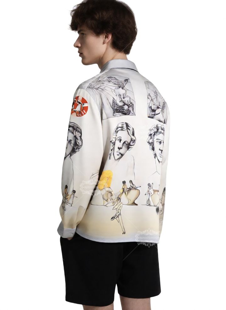 Opulent Medusa Baroque Print Shirt | Dark Luxe Short